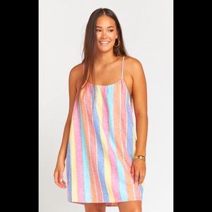 SMYM Carlotta Mini Dress in Rainbow Stripe Linen